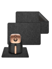 1pc Heat Resistant Non-Slip Silicone Air Fryer Mat, Heat Resistant Up To 250°C/482°F, Waterproof And Oil-Proof Kitchen Mat Suitable For Air Fryer, Microwave Oven, Oven, Black - Black - View 3