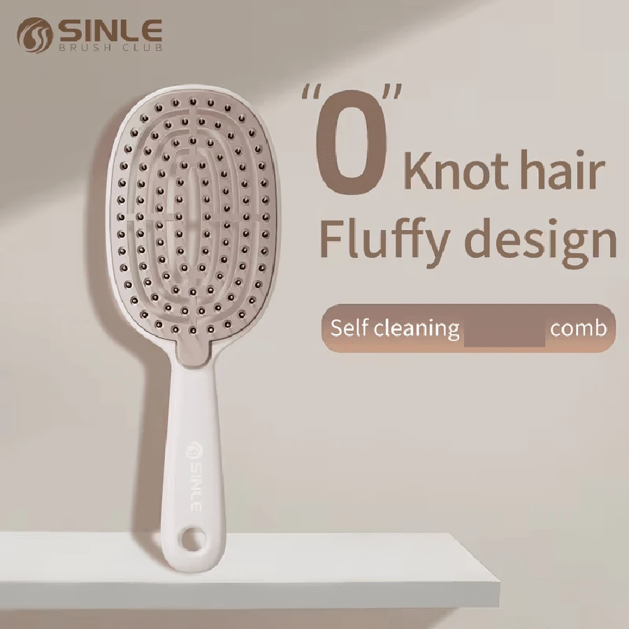 柔软灵活的卷发梳，男女通用防静电顺滑发梳，轻便透气自清洁梳，速干梳，女士直发梳 - 彩色 - 查看 1