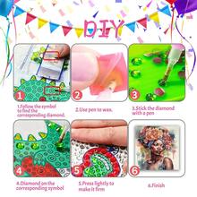 6pcs Diamond Painting Greeting Cards, Cartoon Character Themed Patterns, Paper Material With Round & Asymmetrical Diamond Dots, Suitable For Women's Day, Birthday, Holiday Party Blessings - View 10