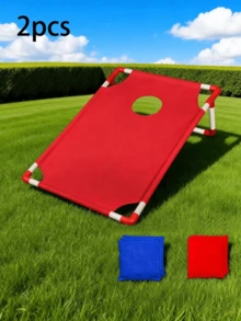 Bộ trò chơi ném túi đậu Cornhole gấp gọn, thiết kế tương phản đỏ và xanh dương, chất liệu vải Oxford dày dặn kết hợp với đế PVC chống trượt, không có họa tiết, bao gồm 8 túi đậu, thích hợp cho sân vườn, tiệc tùng, bãi biển, các buổi tụ họp Giáng sinh và Năm mới. - Trò chơi bao cát - Xem 13