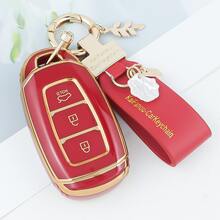TPU材质汽车钥匙扣保护套，带钥匙链，兼容Santa Fe、I30、IX35、Encino、KONA、Solaris、Sonata、Azera、Grandeur、Elantra、Accent等车型 - 防尘防震，高端时尚钥匙扣 - 麥穗貝殼扣 - 查看 17