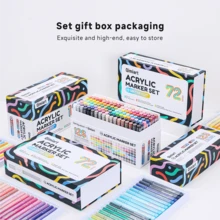 72/126色丙烯马克笔套装，日常马克笔，绘画及美术用品，尼龙软笔尖，线条粗细0.7-5毫米可调，色彩饱和度高，墨水容量大，适合DIY和艺术创作 - 套裝 - 查看 5