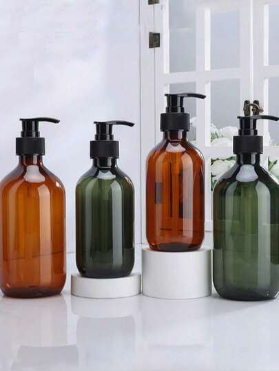 1 pieza Dispensador de jabón reutilizable de 300/500ML, botella de bomba de plástico ámbar, botella para líquido de lavado y botella espumosa, para champú, gel de baño, acondicionador, jabón de manos, sin perfume, sin látex, para champú, líquido de lavado, gel, cosméticos, recipiente de baño