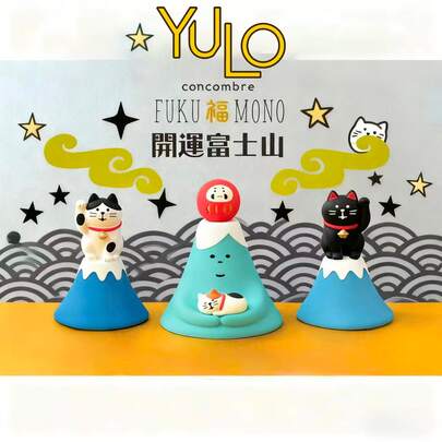 1件装招财猫桌面摆件，带底座设计，卡通动物雕像，创意装饰摆件，可爱收藏品，适用于客厅、卧室、办公室、户外花园，是送给朋友、爱人、父母、学生的完美礼物，也是新年的理想之选（雫酱、烟斗、机器、办公桌配件、新年）