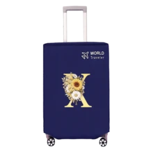 1pc Non-Stretch Non-Woven Fabric Luggage Protective Cover Suitable For 20-30 Inch Trolley Case, Anti-Scratch Luggage Protector, Travel Accessory With Sunflower & Letter Pattern, Back To School Essential - Blue - View 42