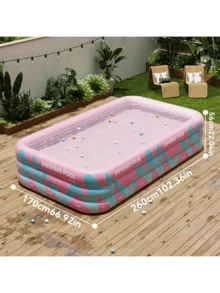 1pc Large PVC Inflatable Swimming Pool, Double-Layer Sealed Air Valve, Bottom Drainage Device, No Electricity Needed, Suitable For Garden Water Party - One Size Fits All - View 16
