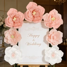 12-Piece Paper Flower Bouquet Set, Featuring Crepe Paper Decorations, Suitable For Engagement Parties, Wedding Parties, Bridal Showers, Birthday Parties, Wall Decorations, Mother's Day, Holiday Outdoor And Indoor Decorations, Wedding Decorations, Bedroom, Bathroom, Window Sill, Front Door, Patio, And Commercial Space Decorations. - A - Xem 6