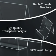 5 pièces Étagère à livres en acrylique transparent, support de livre multifonctionnel, présentoir de bureau pour produits, tablettes, livres de cuisine - Transparent - Voir 8