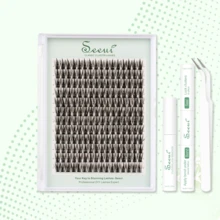 768/192/144片装大容量假睫毛套装，浓密柔软的睫毛簇，礼盒包装，睫毛嫁接胶水，睫毛镊子，睫毛卸除剂，混合睫毛簇，自然逼真假睫毛，睫毛，假睫毛 - 黑色 - 查看 13