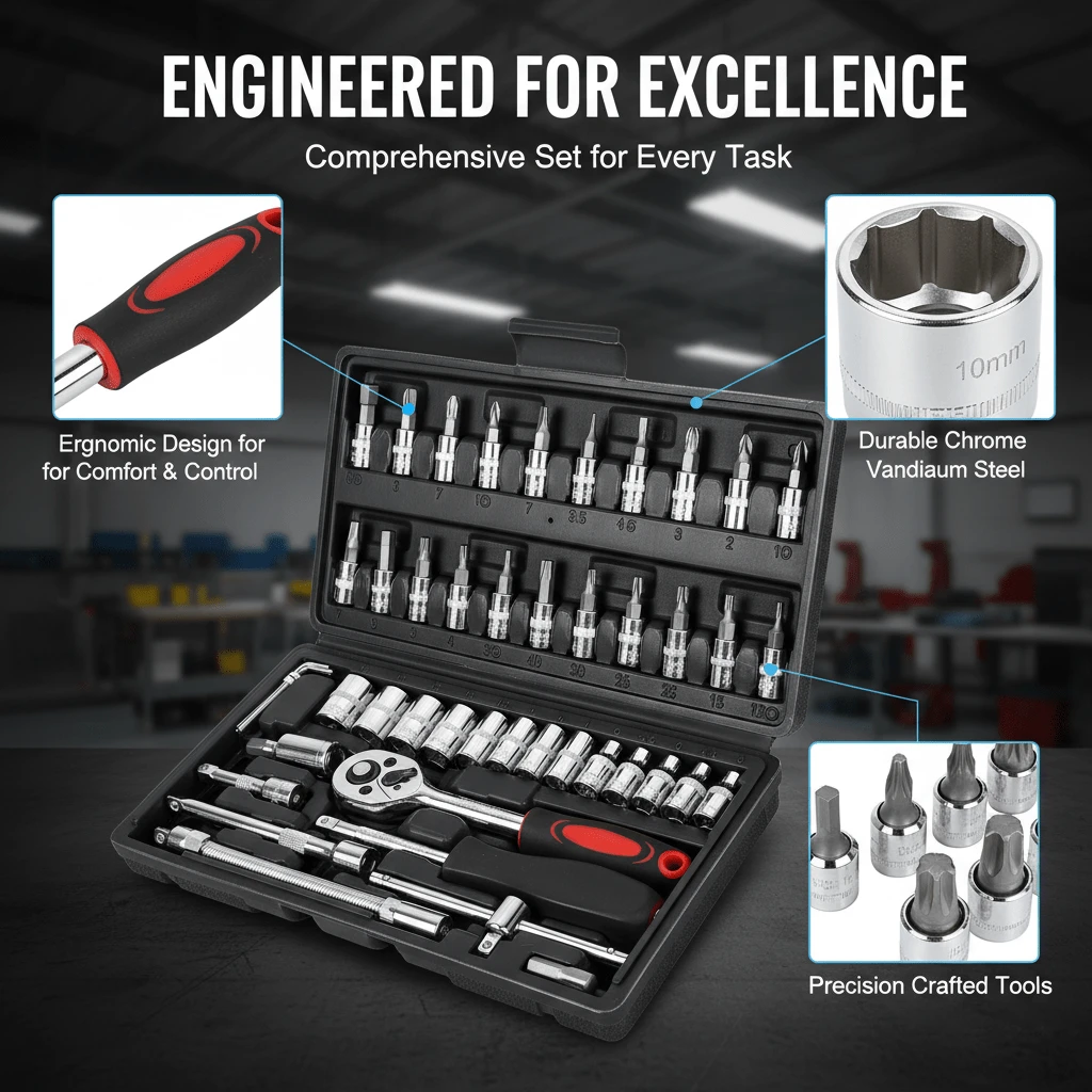 Automotive Repair Tool Kit, Wrench Tool Set, Ratchet Wrench Set, Household Hardware Repair Tools, Durable Metal Home Tools Combo, Designed For Mechanics And Enthusiasts, Providing Comprehensive Repair Tools - Multicolor - View 1