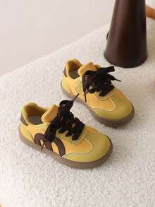 1 Pair Toddler Boys/Girls Non-Slip Soft Bottom Walking Shoes, Baby Sneakers - Yellow - View 5