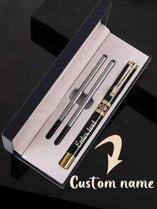 1pc Personalized Custom Engraved Metal Luxury Gift Ballpoint Pen (Black Ink), Exquisite Custom High-Quality Fountain Pen, Gold-Plated Nib, Best Engraved Custom Fountain Pen Gift - Multicolor - View 6