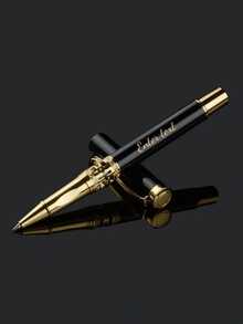 1pc Personalized Custom Engraved Metal Luxury Gift Ballpoint Pen (Black Ink), Exquisite Custom High-Quality Fountain Pen, Gold-Plated Nib, Best Engraved Custom Fountain Pen Gift - Multicolor - View 4