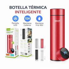 Kynley Garrafa térmica de aço inoxidável de 500ml, livre de BPA, com parede dupla e isolamento a vácuo, ideal para bebidas quentes e frias, perfeita para o escritório e para atividades esportivas. ✅ Entrega na Espanha em 48/72 horas. - Prata - Ver 5