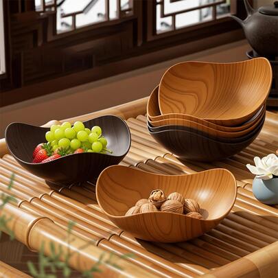 3pcs Vintage Black Wood Grain Triangle Tray Set - Multifunctional For Fruit, Snacks, Desserts, Tea Accessories