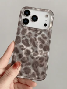 Luxury Leopard Print & Shell Pattern Phone Case Compatible With IPhone 17ProMax, 17Pro, 17Air, 17, 16, 15, 14 Plus, 13, 12 Pro Max, 11, Fashionable Anti-Drop Back Cover - Gray Leopard Print - View 4