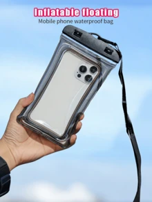 1/2/4个装“旅行季”新款IP65防水充气加厚手机袋，适用于7英寸及以下手机，适合游泳、冲浪、雨天旅行、海滩、邮轮、滑雪和其他水上活动 - 查看 6