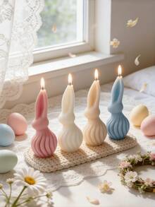 Popular Easter Bunny-Shaped Scented Candle Gift Pack,Soy Wax,French Vanilla,Lovely,Natural,Long Lasting,Stress Relief,Aromatherapy,Suitable For Bedroom Living Room,Bathroom,Dining Room Holiday Party Wedding,Mother's Day,Graduation Ceremony Decoration,Create A Relaxed Atmosphere,Festival Essential,Birthday Valentine's Day, Graduation Ornament - Multiple Fragrances - View 1