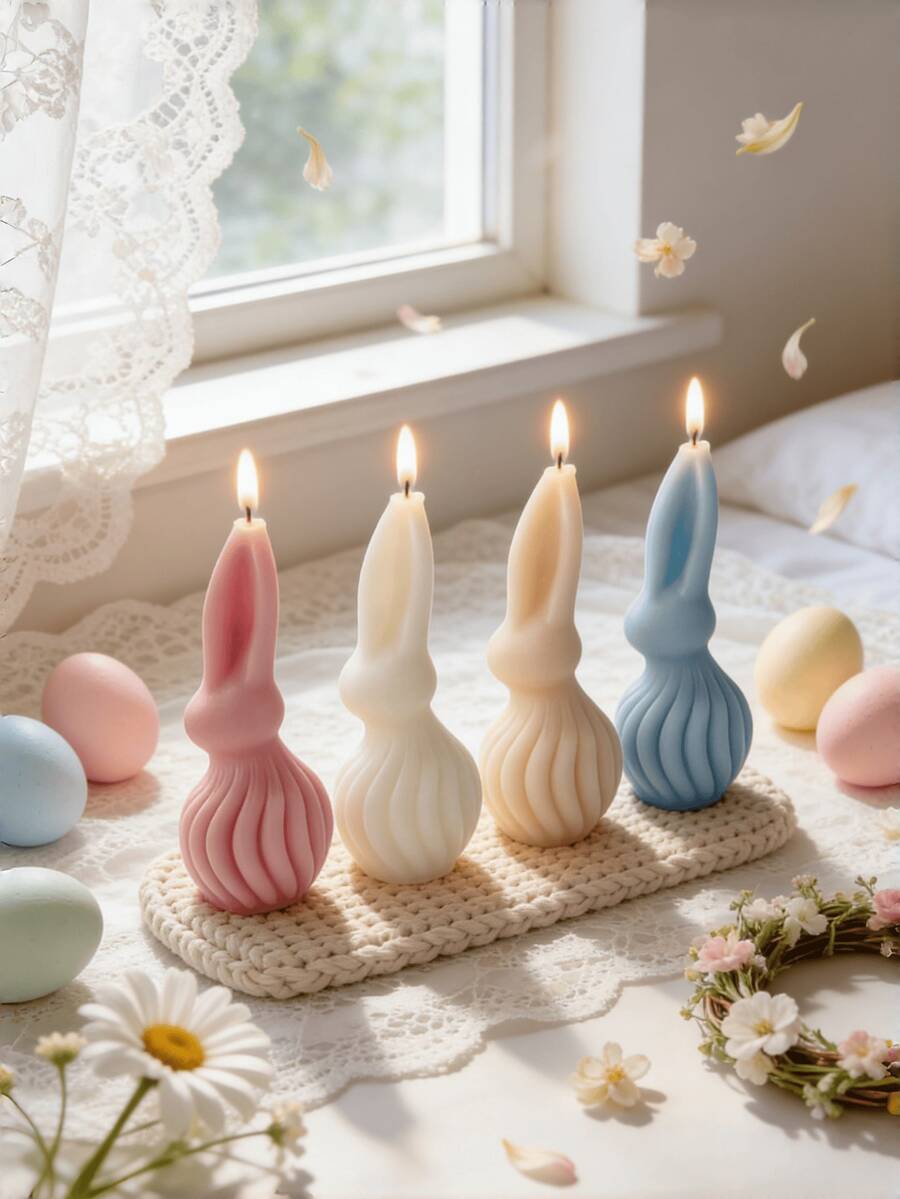 Popular Easter Bunny-Shaped Scented Candle Gift Pack,Soy Wax,French Vanilla,Lovely,Natural,Long Lasting,Stress Relief,Aromatherapy,Suitable For Bedroom Living Room,Bathroom,Dining Room Holiday Party Wedding,Mother's Day,Graduation Ceremony Decoration,Create A Relaxed Atmosphere,Festival Essential,Birthday Valentine's Day, Graduation Ornament - Multiple Fragrances - View 1