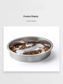 1pc Stainless Steel Large Capacity Creative Cat/Dog Food Bowl, Anti-Slip & Anti-Choke Design For Pets - Silver - View 8