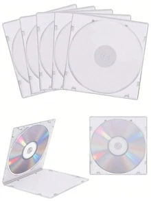 5/10个装超薄单碟CD盒，CD/DVD/CDR光盘收纳盒，超透明PP塑料耐用CD盒，带外封套，影迷的理想之选 - 無色 - 查看 1