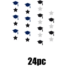 12/24pcs Graduation Hanging Decorations, Suitable For Graduation Party Decor, Black, Navy Blue - View 7