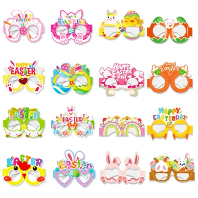 8/16pcs Easter Baby Party Photo Props Paper Glasses, Easter Theme Party Photo Decorations For Infants