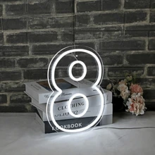 1pc USB Powered Neon Light Number 0-9 Sign Board, Minimalist And Fashionable Design For Birthday Party, Wedding Or Other Gatherings Atmosphere Lighting - White - View 18