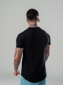 Dmuniz Longline T-Shirt 100% Cotton Short Sleeve Casual Streetwear New Release - màu đen - Xem 4