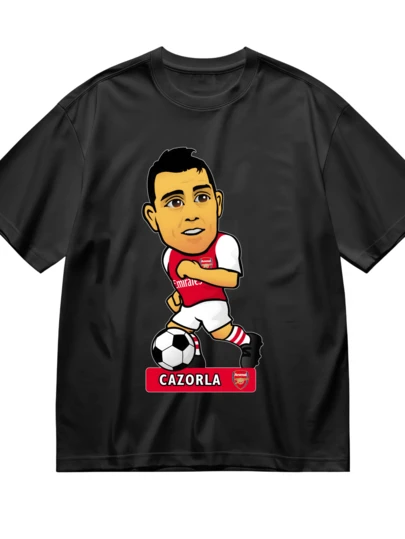Men Cotton Short Sleeve T-Shirt Round Neck Crewneck Top For Football Fans Soccer Lover World Cups 2022 Team Arsenales Player Cazorla Cartoon Print Design Men Casual Wear Sport Inspired Outfit Comfortable Breathable Pure Cotton Material Perfect For Watching World Cups Matches Game Days Sports Events Stadium Outings And Everyday Wear Featuring Iconic Football Star Santi Cazorla In Arsenales Kit With Ball Action Pose Red And White Colors Representing Club Pride And Passion For The Beautiful Game Ideal Gift For Arsenales Supporters And World Cups Enthusiasts Who Love To Show Their Team Spirit And Celebrate The Global Football Tournament With Style And Comfort