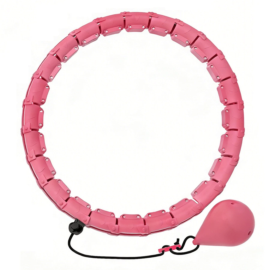 LOTANK 24段可拆卸健身圈，适合成人、减肥人士、女性及初学者，直径120厘米/47英寸 - 粉色 - 查看 1