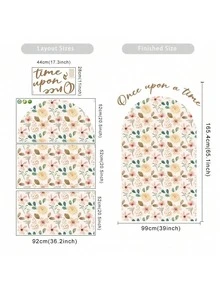 一套99x165厘米/90x150厘米波西米亚风花卉壁纸贴纸，“很久很久以前”主题，防水，适用于房间、女孩房、客厅及其他家居装饰，可移除且可重复使用。 - 彩色 - 查看 12