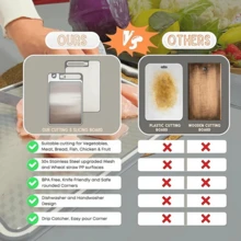 Double-Sided Cutting Board, 304 Stainless Steel, Anti-Mold And Antibacterial - Bạc - Xem 3
