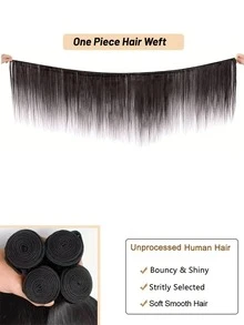 #1B 12A Human Hair Bundles 14-32 Inch Straight Human Hair Unprocessed Hair Weave Natural Black - Natural Black - View 3