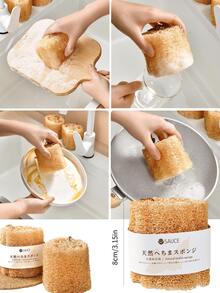 Hot Natural Loofah Dish Brush, Kitchen Cleaning Scrubber, Non-Scratch Loofah Sponge For Pot & Pan Washing, Durable & Easy Decontamination - A - View 7