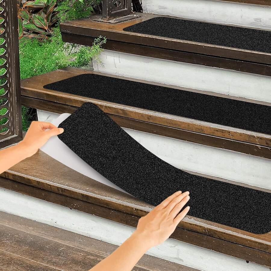 5pcs Black Matte Anti-Slip Tape, PVC Stair Treads Non-Slip Strips Self-Adhesive Anti-Skid Pads - Matte Black - View 1
