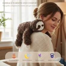 KOWSi Microwavable Heating Pad Narwhal Lion Sloth Golden Retriever Plush - Weighted Stuffed Animal Toy With Tourmaline Beads & Lavender - 1.8 Lb For Long Lasting Cozy Warmth - Includes Gift Box & Greeting Card - Brown Sloth - View 3