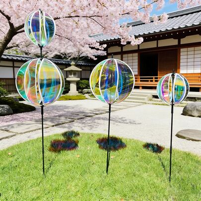 1pc Sequin Transparent Rotating Wind Spinner, Colorful Sphere Wind Vane, Suitable For Real Estate, Scenic Spots, Garden, Outdoor Decor