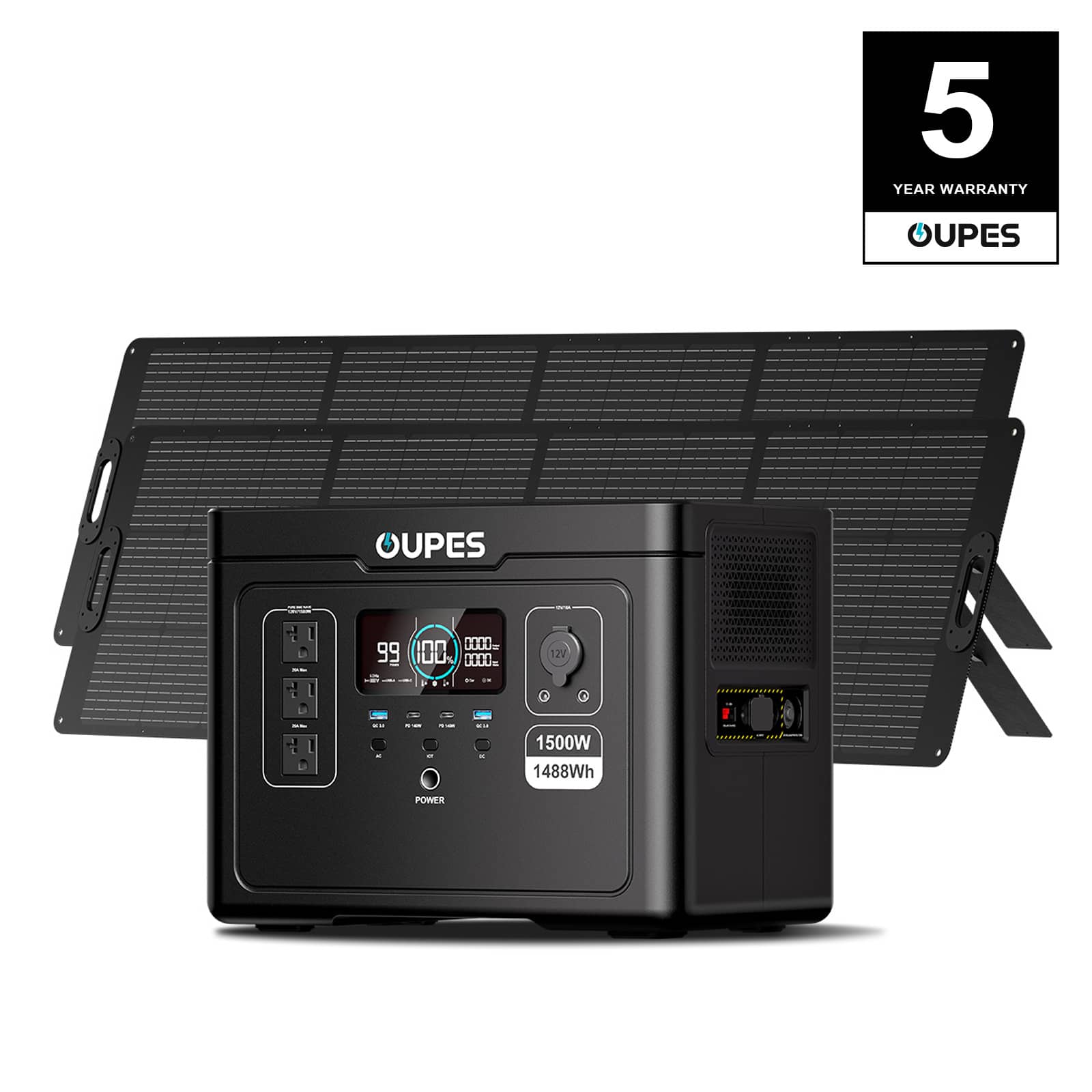 OUPES 1500W 1488Wh Portable Power Station Solar Generator LiFePO4 Battery Pack With 10 Outputs For Outdoor Camping, RV/Van Travel, Emergency Situations, Home Backup+2x240w Solar Panel - Đỏ - Xem 1