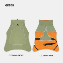 1pc Dog Raincoat - Waterproof & Windproof Dog Jacket, Adjustable Dog Coat For Rainy Days In Winter With Reflective Strips - Army Green - View 16