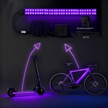 Bike Frame-Mounted Light, Night Cycling Warning Light, Color-Swappable For Enhanced Visibility, Mountain Bike Accessory, Cycling Gear, USB Powered Riding Light - Black - View 3