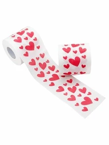 1 Roll Heart Pattern Toilet Paper, Household Toilet Paper, Heart Printed Toilet Paper, Novelty Gift, Household Cleaning Supplies, Party Supplies, Holiday Gift - Love - View 11