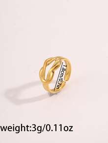 3/1pc - Luxury Stainless Steel Ring, Featuring A Gold Knot, Double Pillars, And Cross Design. The Opening Is Adjustable, Making It A Sophisticated Women's Jewelry Piece Suitable For Everyday Wear And Layering. - Gold - View 9