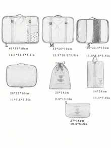 7pcs/Set Travel Packing Cubes, Large Capacity Zipper Organizer Bags, Hand-Held Travel Tote, Storage Bags, Mesh Bags, Cosmetic Pouch, Shoe Bag, Bottle Cover, Drawstring Bags, Regular Pouches, Luggage Bag, Underwear Organizer, Hospital Bag, Shirt, Underwear, Clothes, Cosmetics, Toiletries, Toothbrush And Toothpaste Waterproof Toiletry Kit,Boho Vibes Back To School Supplies - 多色-1 - 查看 3