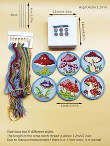 6pcs Fruit/Mushroom Cross Stitch Art Painting Coaster Set, DIY Fruit Art Coasters Suitable For Adult Beginners Craft Supplies - Cross-stitch Coasters - View 10