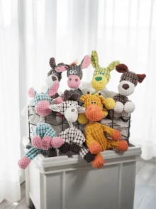 坚不可摧的狗狗磨牙玩具 - 带发声器的加厚毛绒磨牙玩具，适合爱啃咬的狗狗，有助于清洁牙齿，维护口腔健康，适合小型、中型和大型犬，室内/室外均可玩耍（橙色和绿色） - 完美的幼犬磨牙玩具，宠物用品，经久耐用，宠物主人必备，无需电池，狗狗磨牙绳鸭子玩具，猫咪鸭子玩具，猫咪磨牙玩具，狗狗磨牙玩具 - 彩色 - 查看 12