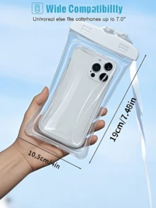 1/2/4个装“旅行季”新款IP65防水充气加厚手机袋，适用于7英寸及以下手机，适合游泳、冲浪、雨天旅行、海滩、邮轮、滑雪和其他水上活动 - 查看 10