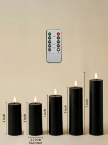 Bộ 2/3/4/5 nến không lửa có hẹn giờ và điều khiển từ xa, nến LED chạy bằng pin, nến giả điện tử bằng nhựa, nến cầu nguyện, không tan chảy, màu đen, ngọn lửa ấm áp, thích hợp cho gia đình, Halloween, Giáng sinh, tiệc tùng, cầu hôn và các dịp khác. - đen - Xem 9