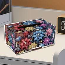 1pc Diamond Painting Tissue Box Kit, Flower & Mushroom Pattern, Wooden Material, Handmade DIY Dotted Rhinestone Craft, Partial Mosaic Handmade, Suitable For Home Living Room, Office Desk - View 16