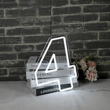 1pc USB Powered Neon Light Number 0-9 Sign Board, Minimalist And Fashionable Design For Birthday Party, Wedding Or Other Gatherings Atmosphere Lighting - White - View 17